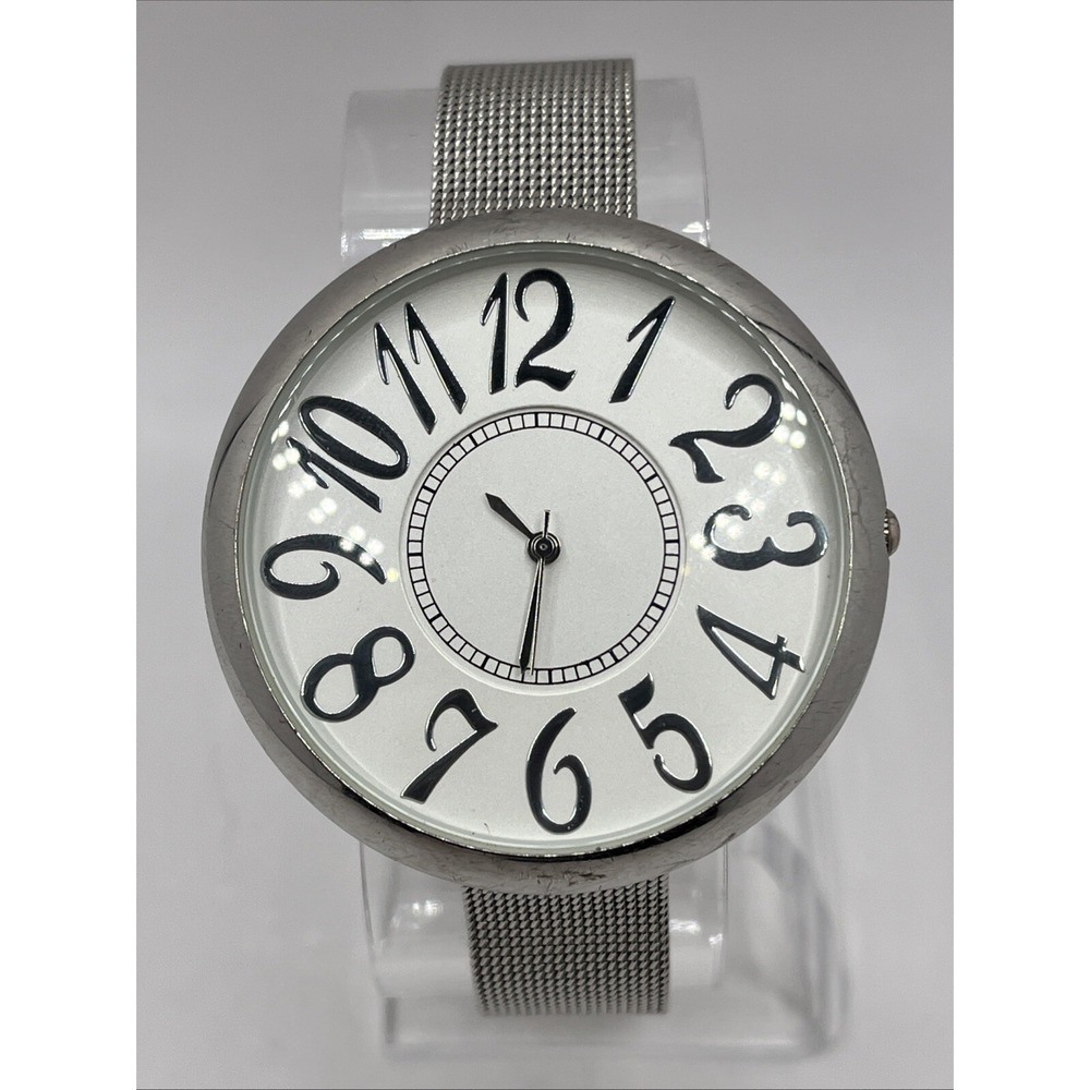 Women's Quartz Watch Silver Mesh Metal Band 44mm Case- New Batteryโ